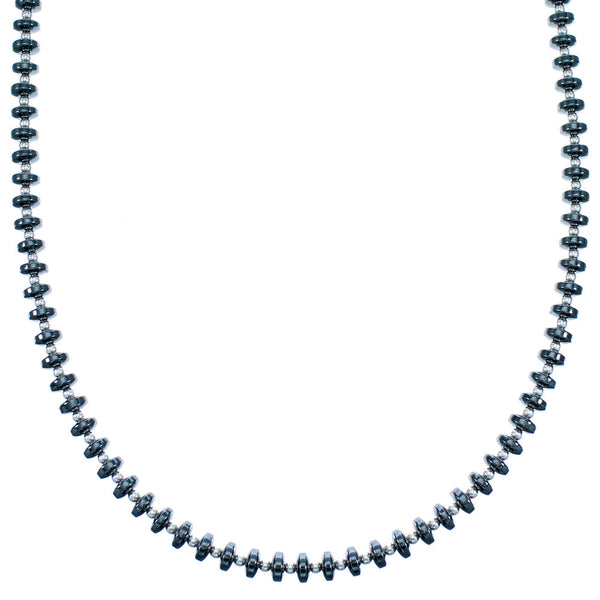 Hematite Genuine Sterling Silver Southwest Bead Necklace SX114600